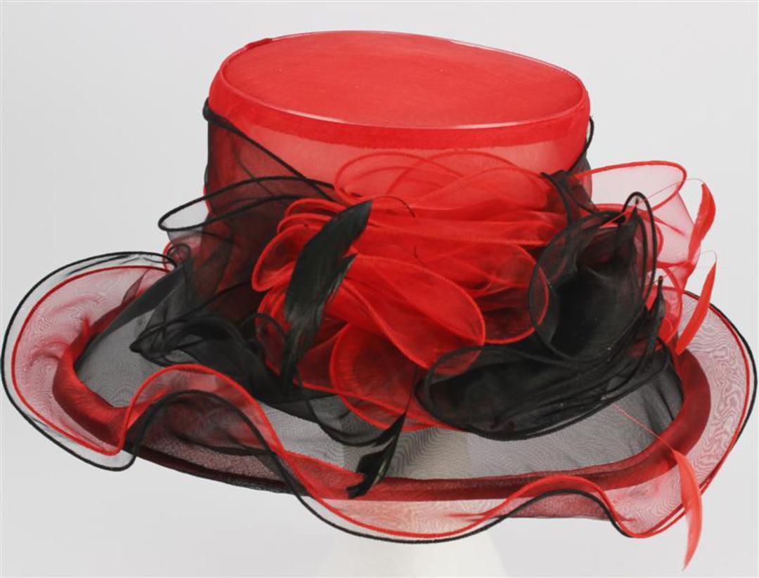 Organza fashion hat red Code:HS/1212 image 0